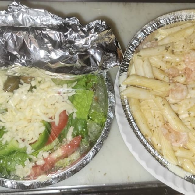 Fettuccine Alfredo With Shrimp.
