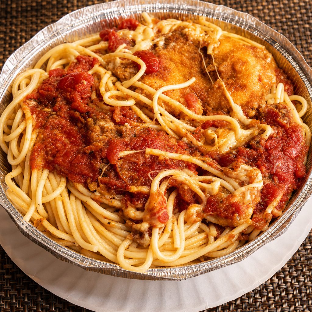 Spaghetti with Chicken Parm.