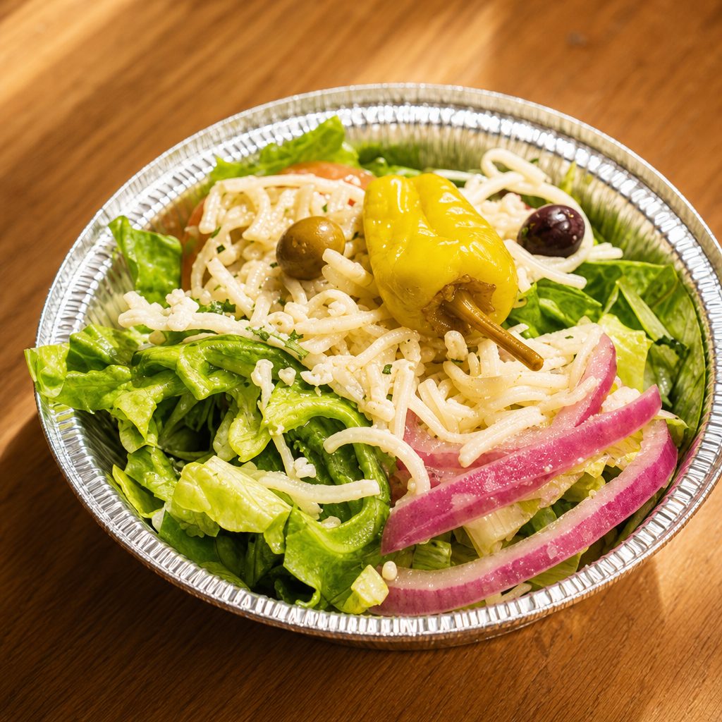 Garden Salad with Breaded Chicken.