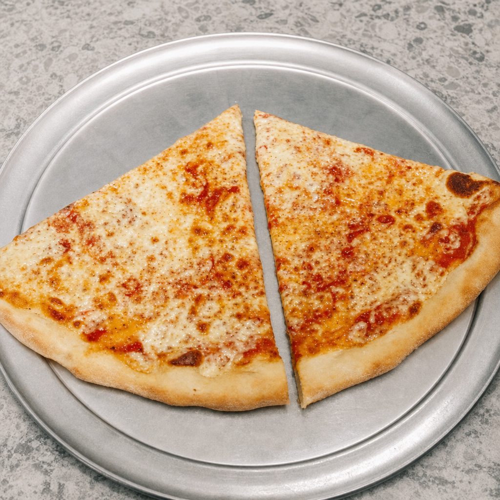 Two Cheese Pizza Slices Lunch and Can Soda.