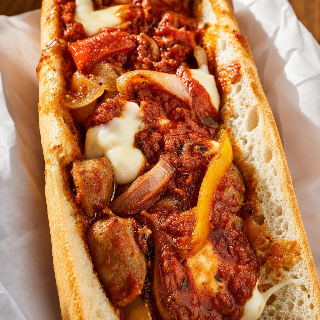 Sausage, Green Peppers & Onions Sub.